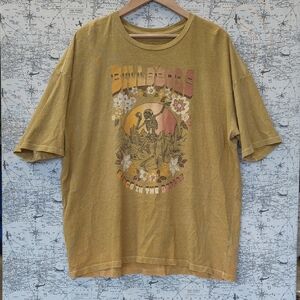 Billabong Oversized Mustard Color Graphic Short Sleeve Tee Size XL